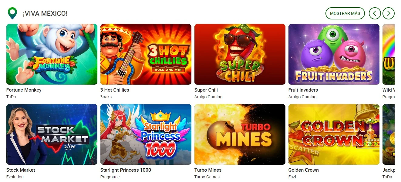selección de juegos en casino brazino777